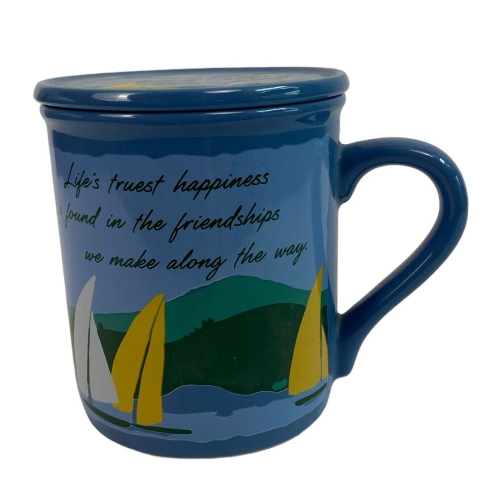Hallmark 1985 Boat Mug Mates Inspirational Life Gift Mug With Lid Coaster Mugs